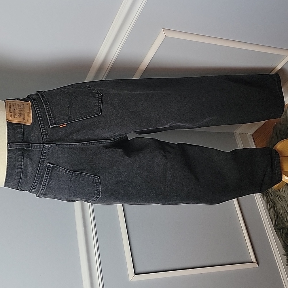 LEVI'S 921 Black Taper Fit VTG Orange Tab 100% Cotton Denim Retro Mom Jeans 16 M - Picture 3 of 9